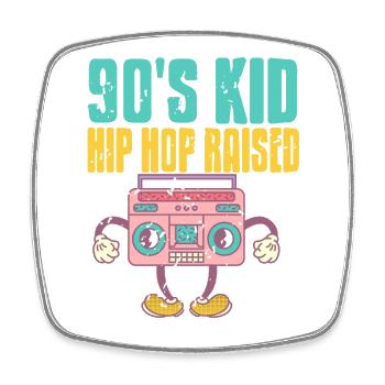 Raised on 90s Beats Retro Old Music Lover - Viereckiger Kühlschrankmagnet - Weiß - Vorne