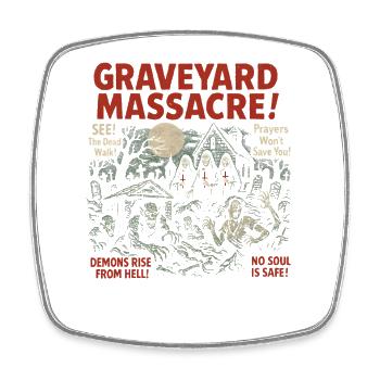 Graveyard Massacre Movie Poster Vintage Halloween - Square fridge magnet - white - Front