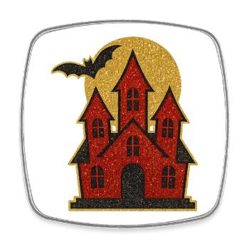 Glitzerndes Halloween Schloss - Viereckiger Kühlschrankmagnet - Weiß - Vorne