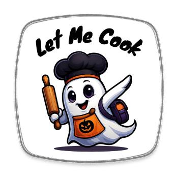 Let Me Cook - Chemise fantôme d’Halloween bouillante - Magnet carré - blanc - Devant