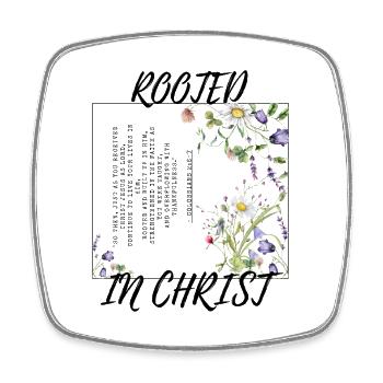 Rooted in Christ – Colossians 2:6–7 - Viereckiger Kühlschrankmagnet - Weiß - Vorne