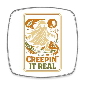 Creepin' It Real Halloween Skateboard Design - Magnet carré - blanc - Devant