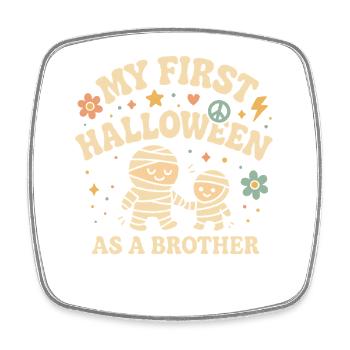My First Halloween As A Brother Mummy Design - Square fridge magnet - white - Front