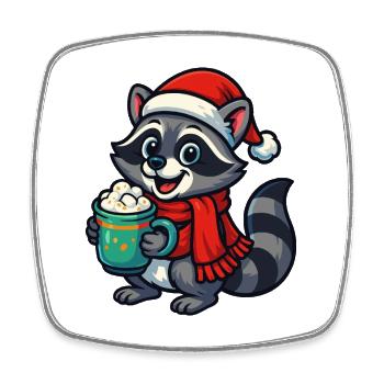 Raton laveur de Noël au cacao - Magnet carré - blanc - Devant