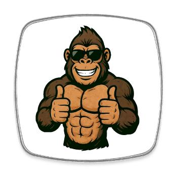 Gorilla Thumbs Up Retro - Square fridge magnet - white - Front
