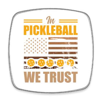 Pickleball We Trust Drapeau des États-Unis - Magnet carré - blanc - Devant