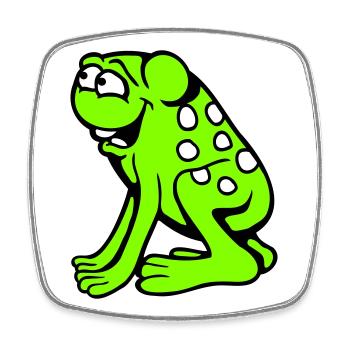 Frog Toad Laughing Funny Silly Cheeky Sitting Comic - Square fridge magnet - white - Front