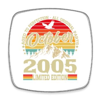 Oktober 2005 Jahrgang Vintage Retro Geburtstag - Viereckiger Kühlschrankmagnet - Weiß - Vorne