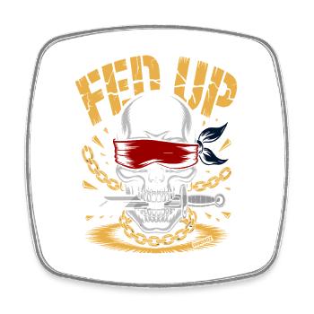 Blind skull with chain, muzzle full - Square fridge magnet - white - Front
