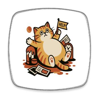 Cat in the cry for help chaos - Square fridge magnet - white - Front