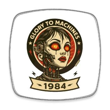 Ruhm den Maschinen Roboter - Viereckiger Kühlschrankmagnet - Weiß - Vorne