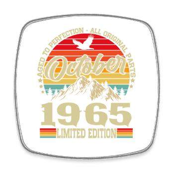 Oktober 1965 Jahrgang Vintage Retro Geburtstag - Viereckiger Kühlschrankmagnet - Weiß - Vorne