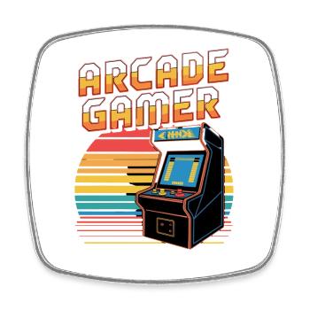  Arcade Gamer Retro Spielhalle Joystick Pixel - Viereckiger Kühlschrankmagnet - Weiß - Vorne