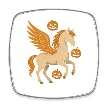 Winged steed with pumpkins - Square fridge magnet - white - Front