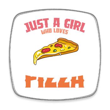 Pizza Love Girl Design - Magnet carré - blanc - Devant