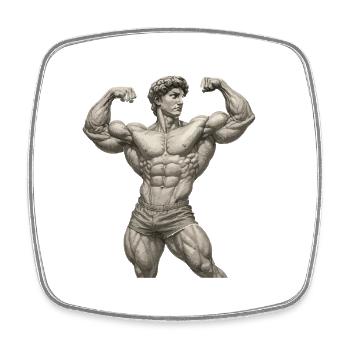 Portrait Musculaire Vintage - Magnet carré - blanc - Devant