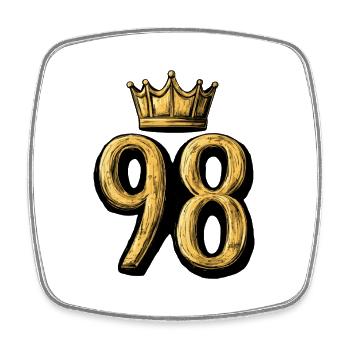98 Nombre Couronne - Magnet carré - blanc - Devant