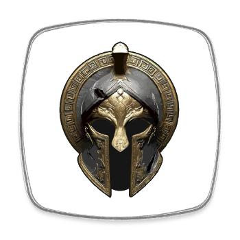 Casque Gladiateur Grec Workout Sparta - Magnet carré - blanc - Devant