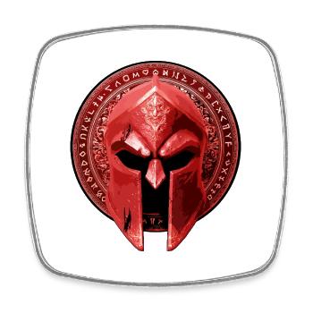 Spartaner Helm Gladiator Rot - Viereckiger Kühlschrankmagnet - Weiß - Vorne