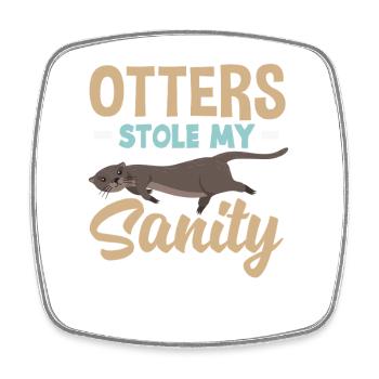 Loutre de mer dessin animé santé mentale - Magnet carré - blanc - Devant