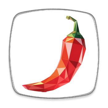 Chili Pepper - Cooles Low-Poly-Gemüse-Logo - Viereckiger Kühlschrankmagnet - Weiß - Vorne