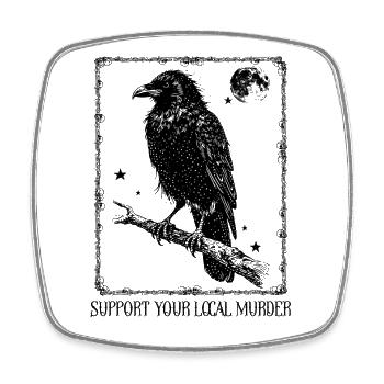 Support your local Murder - Crow - Square fridge magnet - white - Front