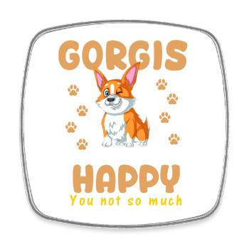 Le corgi me rend heureux - Magnet carré - blanc - Devant