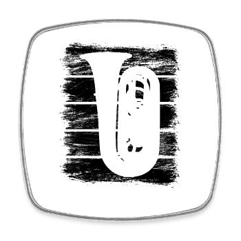 Tuba Drawing - Square fridge magnet - white - Front