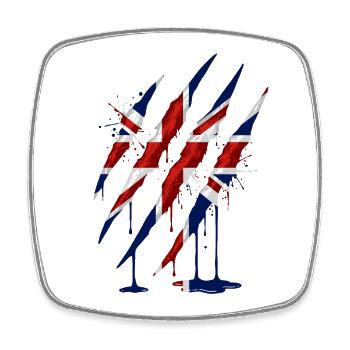 Union Jack Claw Scratch Mark - Square fridge magnet - white - Front