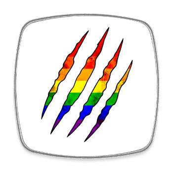 Pride Claw Rainbow Statement Scratch Trace - Square fridge magnet - white - Front
