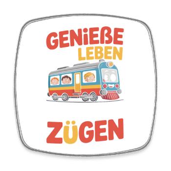 Bahn Genieße Das Leben In Vollen Zügen Eisenbahn - Viereckiger Kühlschrankmagnet - Weiß - Vorne