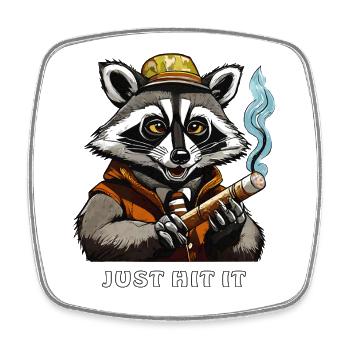 WASCHBÄR JOINT JUST HIT IT - Viereckiger Kühlschrankmagnet - Weiß - Vorne