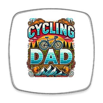 Radfahren Papa Sonnenuntergang Fahrt, Fahrrad Papa - Viereckiger Kühlschrankmagnet - Weiß - Vorne