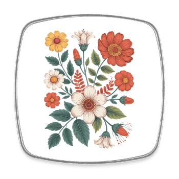 Botanical Flower Diversity Garden Meadow Nature - Square fridge magnet - white - Front