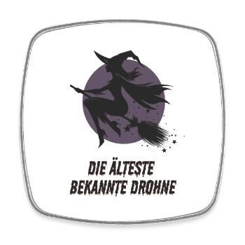 Die älteste bekannte Drohne – Hexe auf Besen - Viereckiger Kühlschrankmagnet - Weiß - Vorne