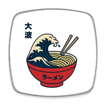 Die Ramen Welle - Japan - Viereckiger Kühlschrankmagnet - Weiß - Vorne