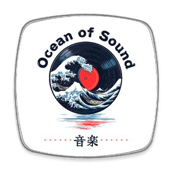 Ocean of Sound – Japan Welle Vinyl Design - Viereckiger Kühlschrankmagnet - Weiß - Vorne