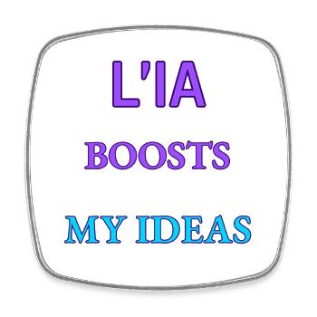 AI boosts my ideas – bold neon typography - Square fridge magnet - white - Front