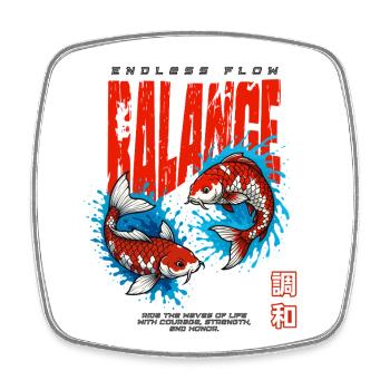 Poisson Koi - Équilibre - Magnet carré - blanc - Devant