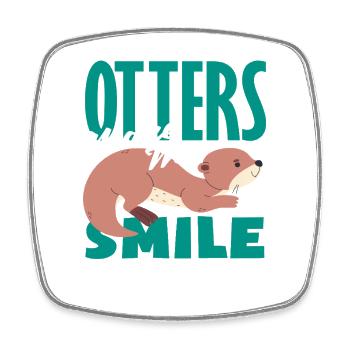 Seeotter Cartoon Make Me Smile - Viereckiger Kühlschrankmagnet - Weiß - Vorne