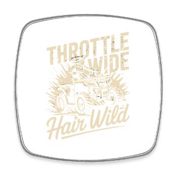 Throttle Wide Hair Wild Quad ATV Driver Offroad - Square fridge magnet - white - Front