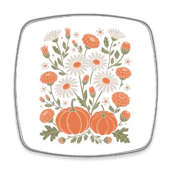 Autumnal Flowers And Pumpkins Illustration - Square fridge magnet - white - Front