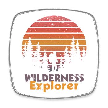 Outdoor Explorer Retro Hiking Natur Motiv - Viereckiger Kühlschrankmagnet - Weiß - Vorne