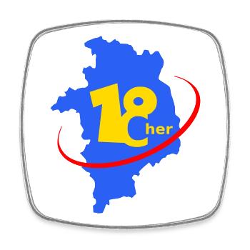 Logo 18 department of Cher - Square fridge magnet - white - Front