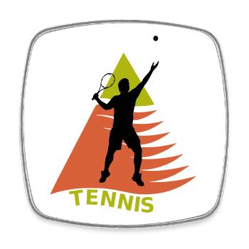 Joueur de Tennis sur Triangle Vert Orange - Magnet carré - blanc - Devant