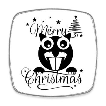 Merry Chrysstman's Squirrel - Square fridge magnet - white - Front