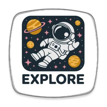 Space Astronaut erkunden - Viereckiger Kühlschrankmagnet - Weiß - Vorne