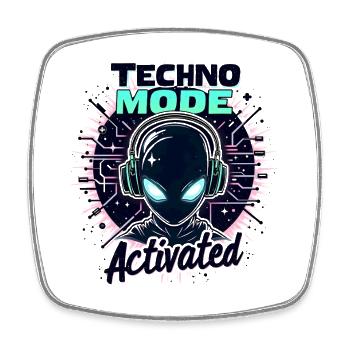 Mode Techno activé – Rave Music - Magnet carré - blanc - Devant