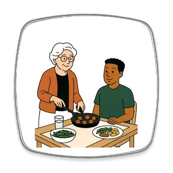 Oma Karin mit dem Enkel - Viereckiger Kühlschrankmagnet - Weiß - Vorne