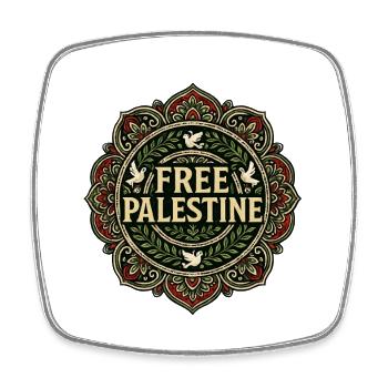 Free Palestine Mandala Symbol - Square fridge magnet - white - Front